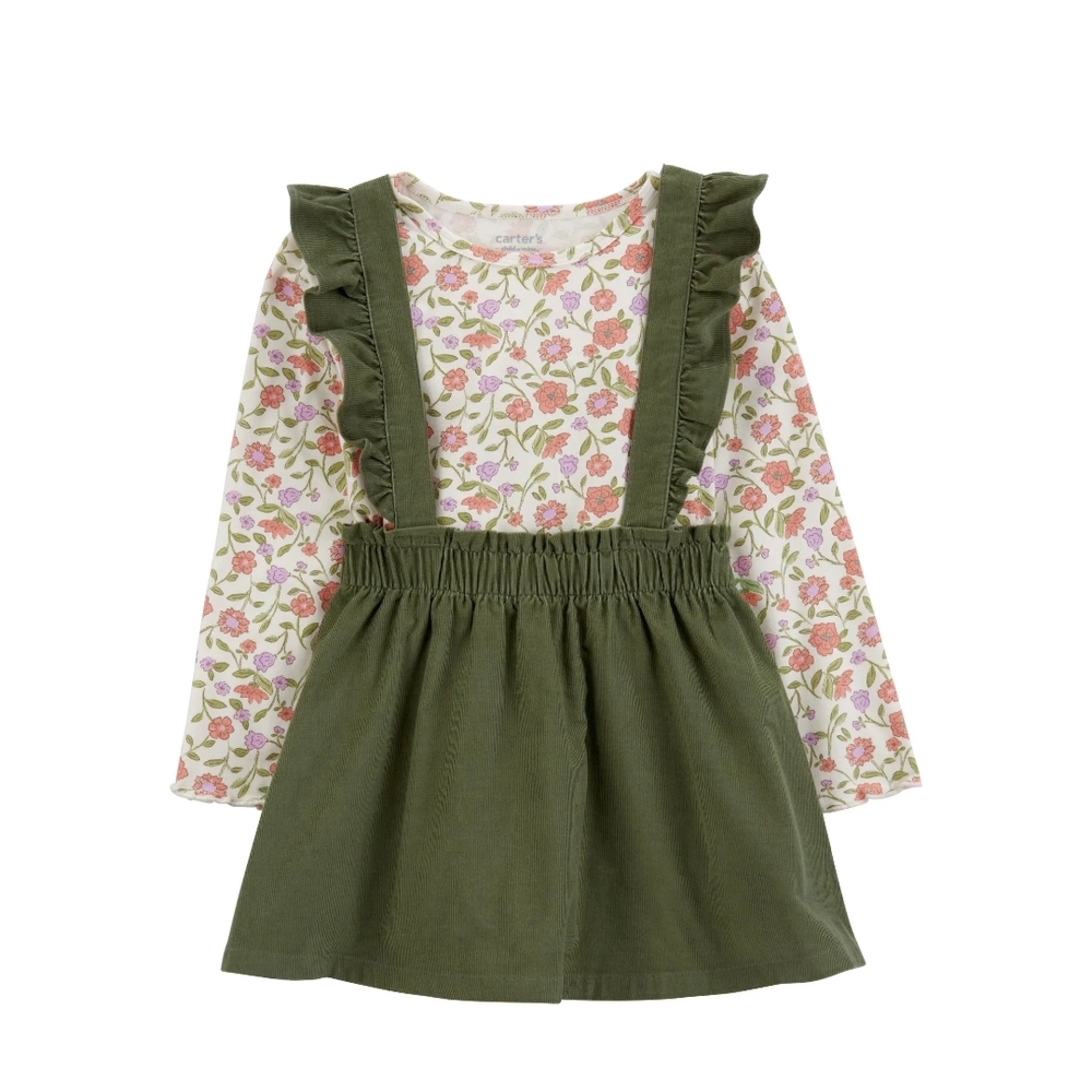 Carter's Child Of Mine Girls 2 Pc Floral Dress, 3T, floral print green